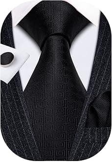 Classic Mens Ties Silk Necktie Pocket Square Cufflinks Set Woven Designer Wedding Business