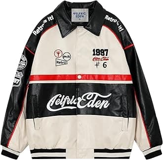 Faux Leather Jacket Oversized Racing Motorcycle Jackets Moto Coats Unisex Trendy Streetwear Jacket