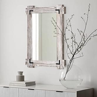 MeMoreCool White Farmhouse Bathroom Mirror, 30x20 Inch White Wood Framed Wall Mirror, Decorative Distressed White Vanity Mirror for Modern Farmhouse Bathroom Bedroom Living Room