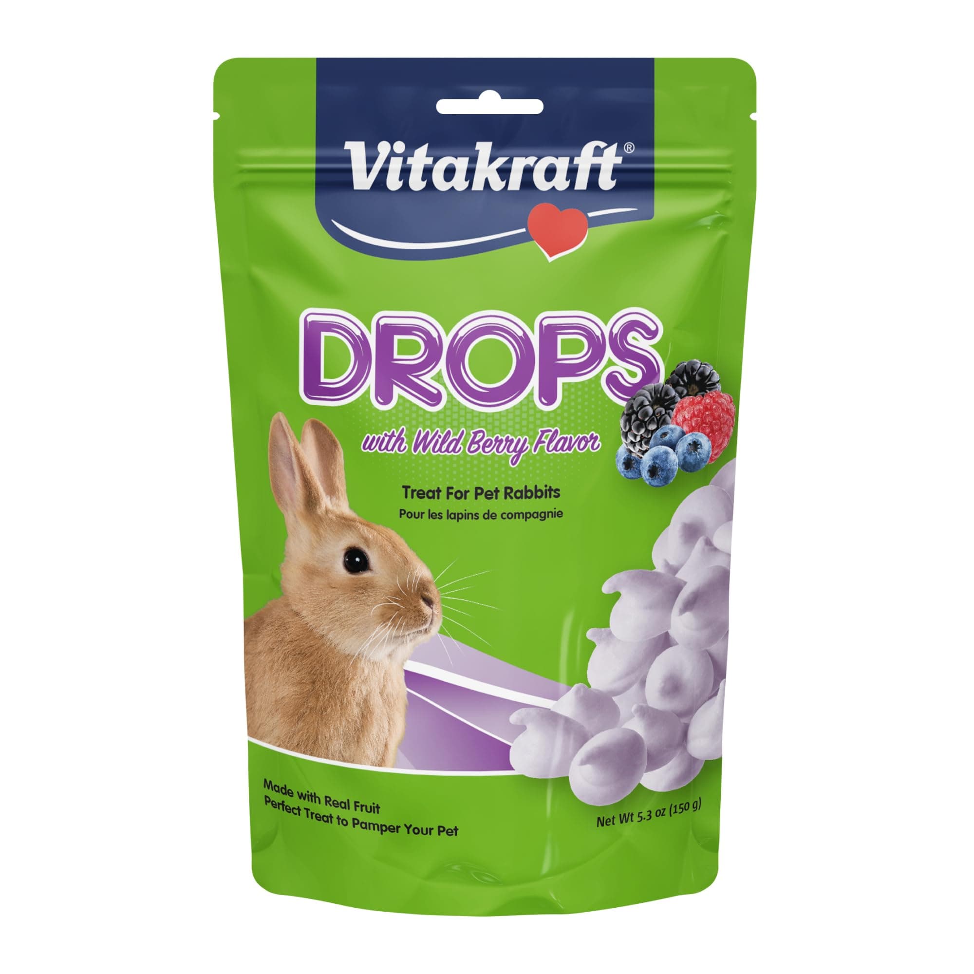 Vitakraft Drops Rabbit Treats with Wildberry Flavor – 5.3 oz Delicious Yogurt-Based Snacks for Rabbits, Guinea pigs, Hamsters, Gerbils, Mice, Rats, Chinchillas, and other Small Animals.