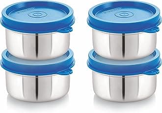 STEELLOCK Stainless Steel Airtight Container | Leak Proof Container/Storage/Lunch Box with Lid | BPA Free, Durable & Rust-Proof | SL-42-set of 4, 700ml each, Blue