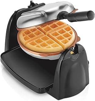 Belgian Waffle Maker with Removable PFAS-Free Durathon Nonstick Coated Plates, Easy Flip, Ceramic Grids, Black (26031)