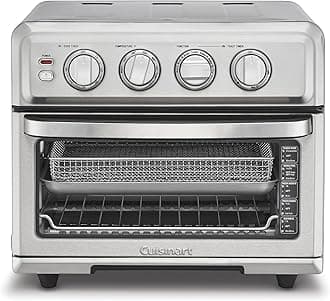 Cuisinart Air Fryer Toaster Oven, 1800W, 8-in-1 with Air Fry, Convection, Broil & Warm, 0.6 Cubic Feet, 60-Minute Timer, TOA-70NAS, Stainless Steel