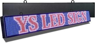 YS Outdoor P10 Programmable LED Sign （52"×8"），LED Scrolling Sign Outdoor Digital Signs, RGB Full Color Advertising LED Digital Signage for Business, APP + WiFi Control LED Display Screen
