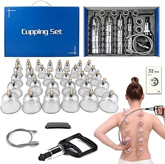 DEFUNX Cupping Set, 32 Cups Cupping Kit for Massage Therapy, Professional Chinese Therapy Set for Back Massage, Pain Relief