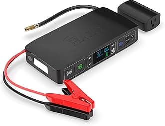 HALO Bolt Air+ AC 55500 Portable Car Battery Jump Starter | 100 PSI Air Compressor, 55.5Wh USB Power Bank with AC Outlet, Emergency Floodlight & Charger, Jump Cars SUVs & Trucks, Inflate Tires — Black