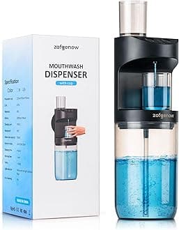 Mouthwash Dispenser for Bathroom, 18.4 FL Oz, 3 Adjustable Levels, Wall Mounted, Black