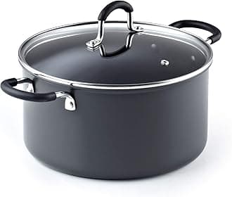 Casserole Dutch Oven Stockpot With Lid Professional Hard Anodized Nonstick 6-Quart , Oven Safe - with Stay-Cool Handles, black