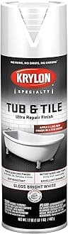 Krylon K04502007 Tub & Tile Ultra Repair Finish Spray Paint, Aerosol, Bright White, 17 Ounce