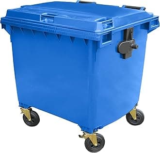 Blue 1100 ltr 4 Wheel Wheelie Bin - Large Size 4-Wheel Wheelie Bin - Tough & Durable - For All Your Outdoor Rubbish & Recycling - EN840 Certified & Tested