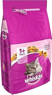 Whiskas 1+ - Dry Cat Food - for Adult Cats - with Salmon - 6 x 1.9 kg