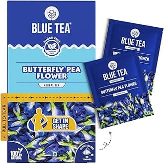 BLUE TEA - Butterfly Pea Flower Tea - 25 Tea Bags - Plant Based | Weight Management | Aparajita - Shankhpushpi | Caffeine Free - Herbal Tea | Single Tear Box | Easy Pull Sachets