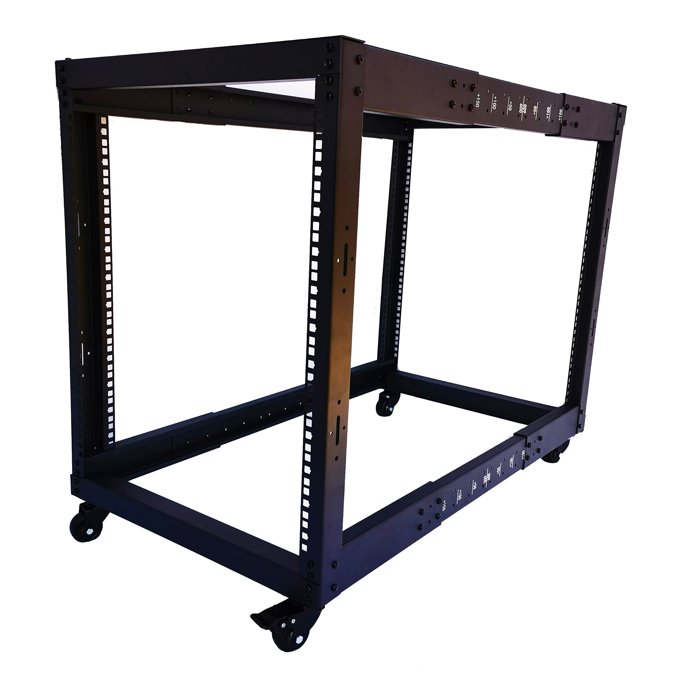 DEONG Server Rack, Retractable 12U Standing Open Frame Rack with Wheels,19-inch 4 Post Quick Assembly Heavy Duty Cold Rolled Steel for Servers & AV Gear