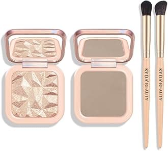 Baked Highlighter Contour Palette, Champagne Face Illuminator & Natural Matte Contour, Lasting Glow Face Sculpting Contouring Makeup, Buildable Shimmer Color, Sun Glow & Taupe