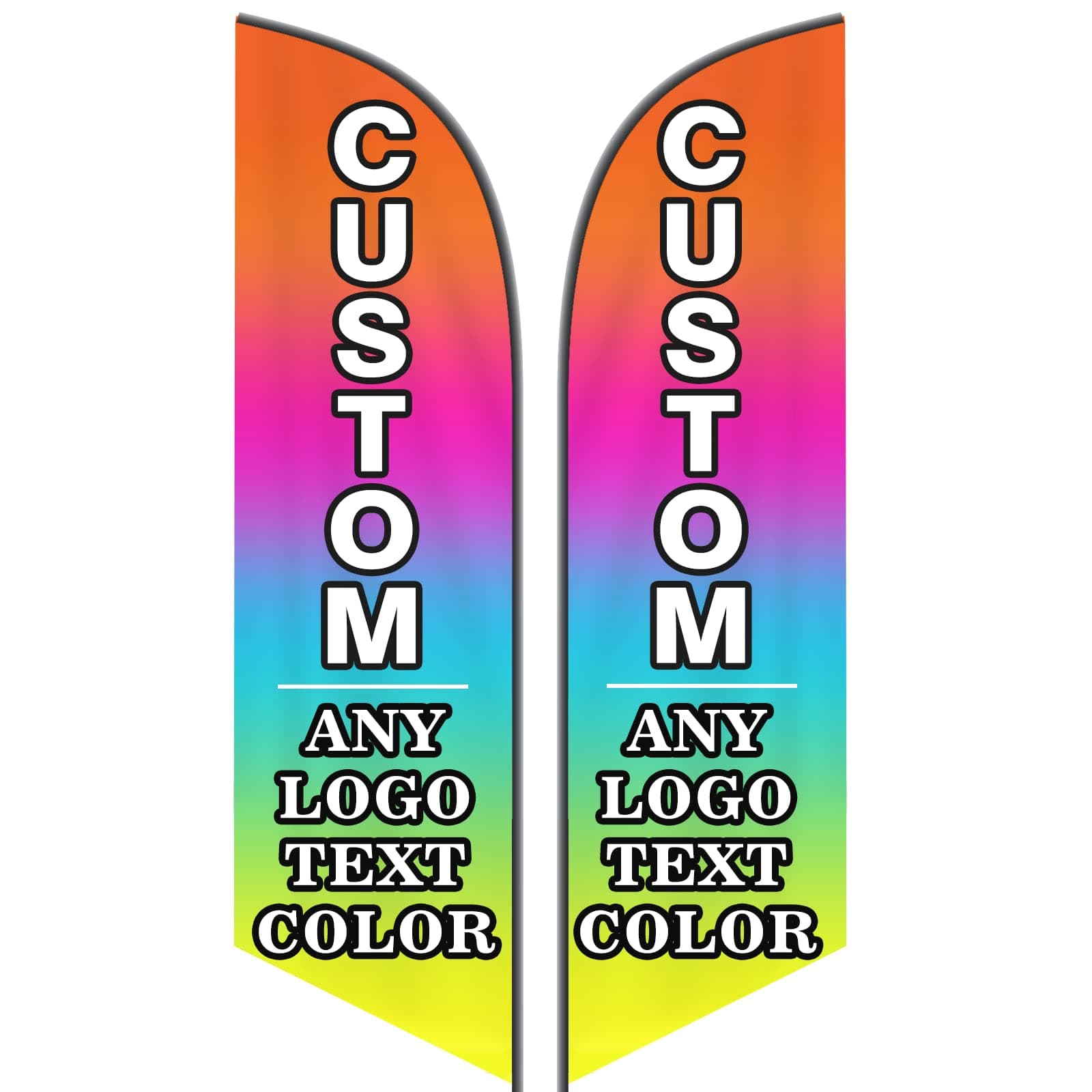 Custom Advertising Feather Flags with Pole Kit Optional, Customized Logo Text Personalized Double Sided Open Flag Sign for Outside Business Advertisement(60×250cm/2×8FT)