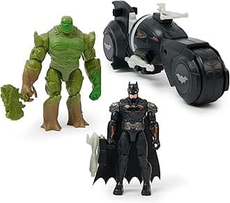 DC Comics, Batman and Swamp Thing Armory Attack Batcycle Set, Exclusive Armored Batman and Swamp Thing Action Figure with Accessories, Kids Toys for Boys and Girls Ages 4 and Up