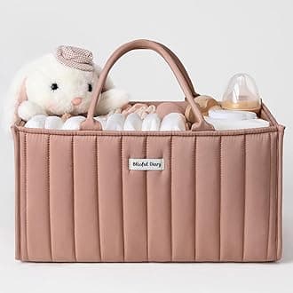 Blissful Diary Baby Diaper Caddy Organizer, Baby Shower Basket, Gift for Newborn Essentials, Stylish Blush Pink Caddy