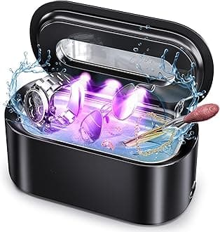 Ultrasonic Jewelry Cleaner, 48Khz 12oz Professional Jewelry Cleaner Ultrasonic Machine with Digital Timer, 30W Portable Ultrasonic Cleaner for Eyeglasses, Necklaces, Rings, Watches, Dentures