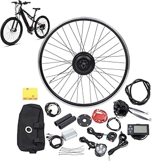 26" Electric Bike Conversion Kit, 350W 36V Front Wheel Motor E Bike Kit Hub Motor Bicycle BLDC Controller with LCD Display Controller PAS Brake Lever for 26 inch Bikes, 5 Speed Adjustable