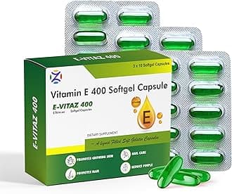 Vitamin E 400mg Softgel Capsules | E-Vitaz 400 -For Hair, Skin and Nail Care | Pack Of 3 (30 Capsule)