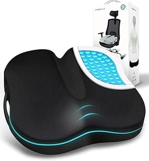 Travel Ease Ergonomic Seat Cushion, Premium Gel Memory Foam Chair Pad with Anti-Slip Base for Long Hours Sitting Comfort, Hip Support Pillow for Office Chair, Car Seat, Gaming Chair (Black)