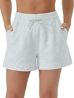 THE GYM PEOPLE Women's Drawstring Sweat Shorts High Waisted Summer Workout Lounge Shorts with Pockets