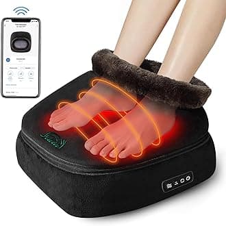 Snailax Foot Massager for Circulation and Pain Relief, Shiatsu Foot Massager Machine with 3 Adjustable Heating Levels, Foot Warmer Under Desk, Pain Relief, Gifts for Women,Men, App Control