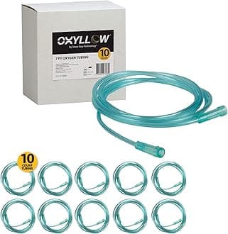 Premium 7 FT Oxygen Tubing - 10-Count - 6-Channel Kink-Resistant Air Flow - High-Visibility Green Tint - Universal End Connectors - Durable Medical Grade Oxygen Therapy Accessory -