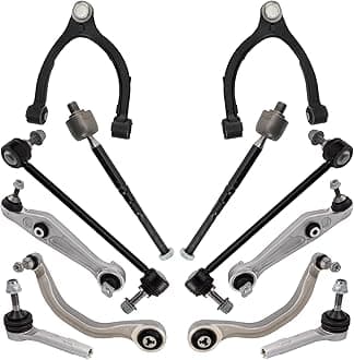 TRQ Front Steering & Suspension Kit Control Arm with Ball Joint Sway Bar Stabilizer Link Tie Rod Compatible with 2017-2022 Tesla 3