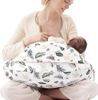 Pioneering Safety Fence Nursing Pillow for Breastfeeding- Wider Feeding Pillows for More Support for Mom & Baby- Easier Nursing & Hand Free- Fit for All, Removable Cotton Cover