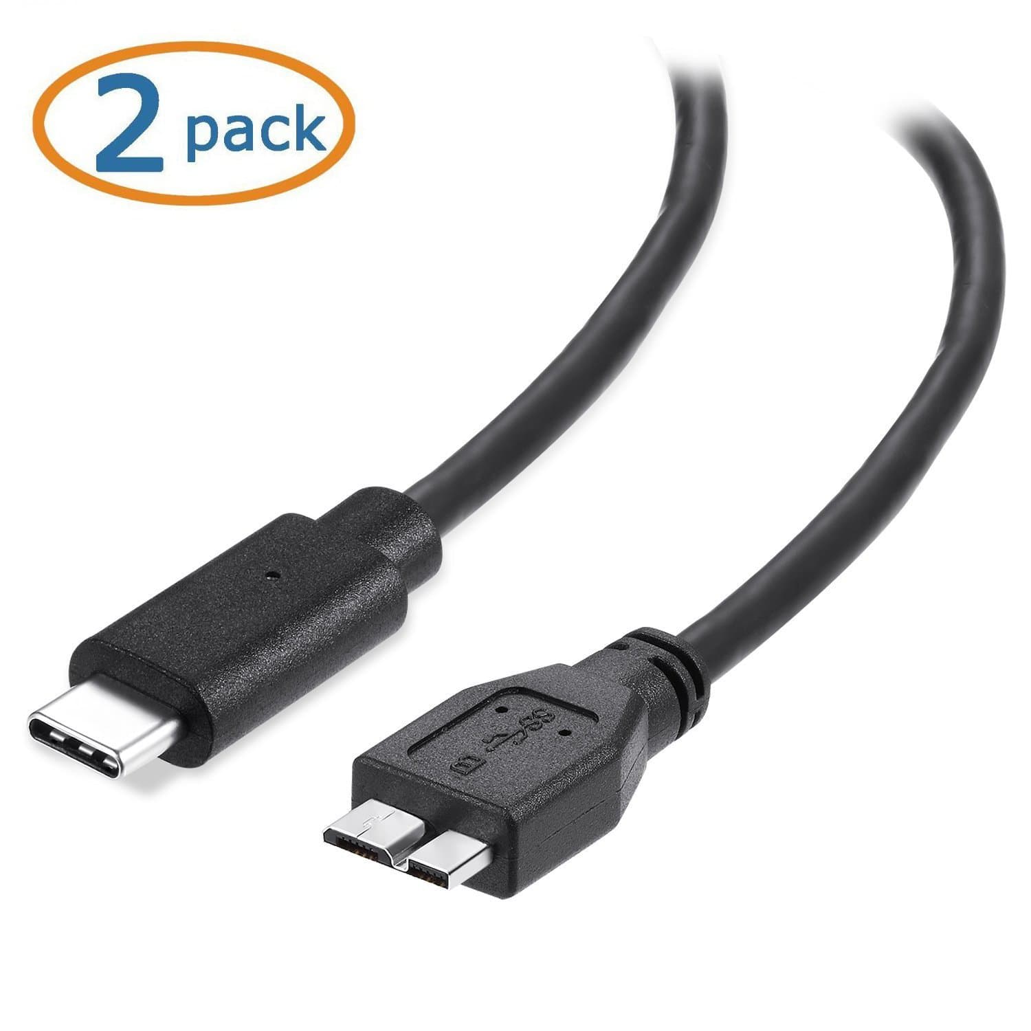 ITANDA USB-C to USB 3.0 Micro-B Cable, 2-Pack 3.3ft Micro USB 3.1 USB-C for Apple The MacBook, Chromebook Pixel and More Black