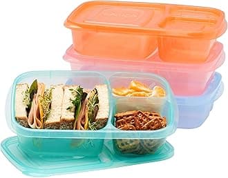 Bentgo EasyLunchboxes - Lunch Boxes - Reusable 3-Compartment Food Containers for School, Work, and Travel, Set of 4, (Pastels)