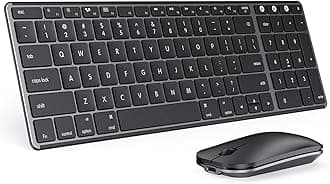 Bluetooth Keyboard and Mouse for Mac, Multi-Device Rechargeable Keyboard and Mouse Stainless Steel Full Size, Wireless Slim Keyboard Compatible with MacBook Pro/Air, iPad, iMac, Grey