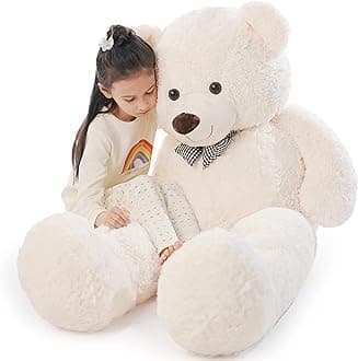 Poutmac Big Teddy Bear 4Ft Giant White Soft Stuffed Animals Cute Plush Toy for Girlfriend Women Kids for Valentine's Christmas Birthday