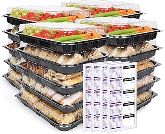 Food Sandwich Platter Trays with Lids - Multi Pack Takeaway Plastic Catering Containers Serving for Party Buffet - Perfect for Sushi, Cake, Sweets, cheese, pizza, Movie Meal Prep 33.5 x 24 x 7cm (20)