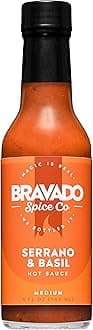 Serrano And Basil Hot Sauce By Bravado Spice Gluten Free, Vegan, Low Carb, Paleo Hot Sauce All Natural 5 oz Hot Sauce Bottle Award Winning Gourmet Hot Sauce