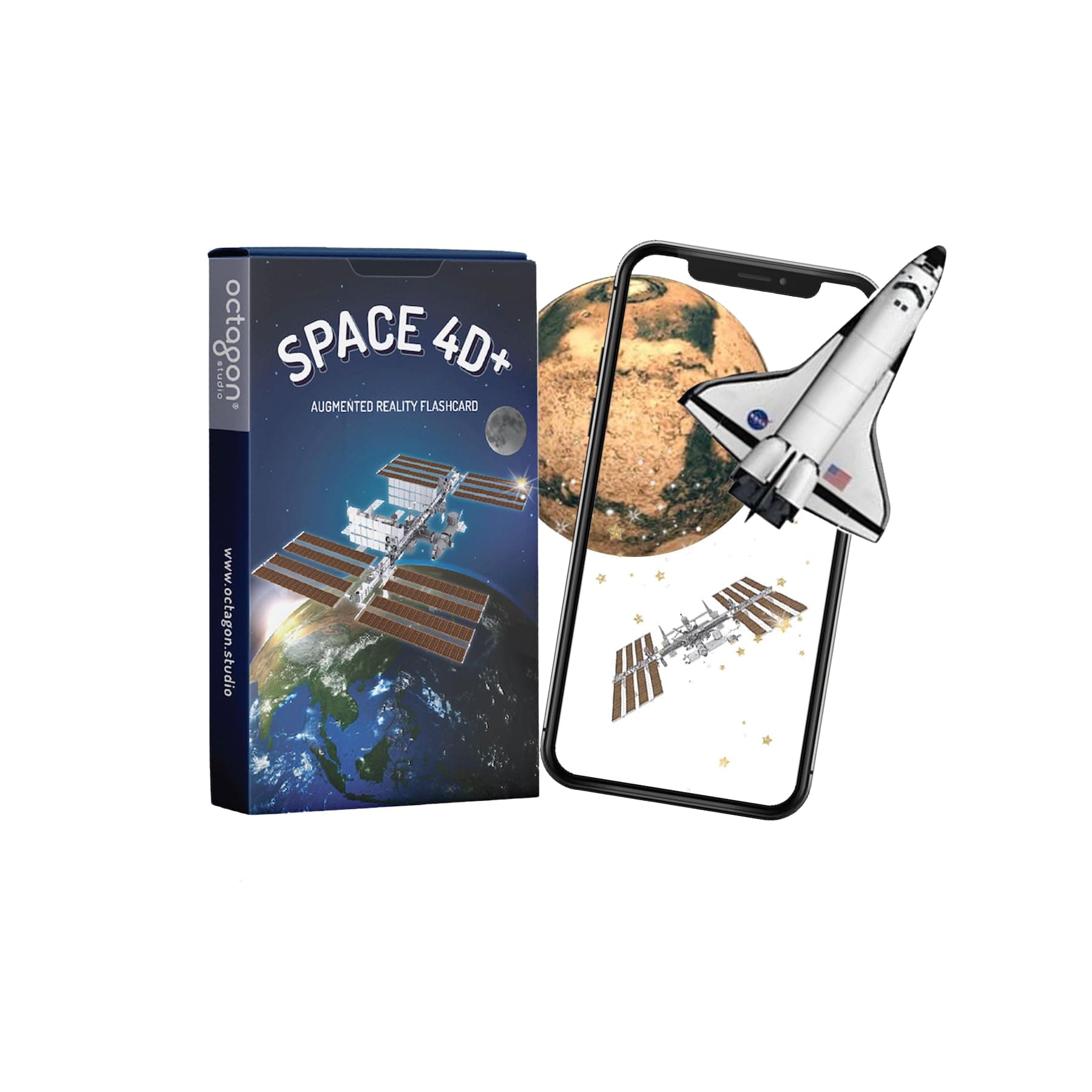 Octagon Studio Space 4D+ by : Augmented Reality Space Exploration Cards - Perfect Educational Gift for Birthdays and Holidays - Interactive Learning for Kids & Adults - iOS & Android Compatible