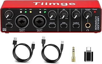 2x2 USB Audio Interface for PC, with 48V Phantom Power, 24Bit/192kHz High-Fidelity, Mic Preamplifier XLR/TSR/TS Ports, Compatible for Guitarist, Vocalist, Podcaster or Producer