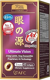 AFC Japan Ultimate Vision 4X - Improved, Up-Sized Eye Formula with Lutein 4X, Zeaxanthin, Bilberry Extract and Vitamins for Age-Related Eye Problem, Blurry & Poor Vision, Dry Eye, Macular Health 45s