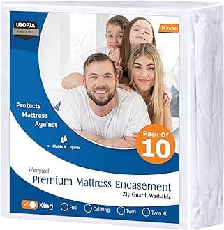 Utopia Bedding Premium Waterproof Bed Bug Mattress Cover, King Zippered Mattress Protector, 14 Inches Deep, Dust Mite Proof 6-Sided Mattress Encasement for Bed (Pack of 10)