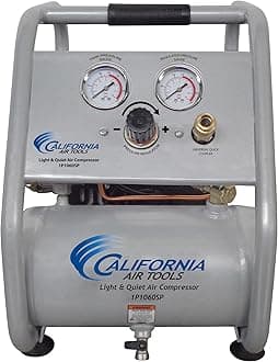 California Air Tools CAT-1P1060SP Light & Quiet Portable Air Compressor, Lightweight, Ultra Quiet, Oil-Free, 1 Gallon Steel Tank, .6 HP, 56 dBA Noise Level