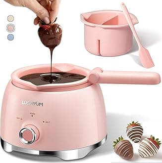 LUSHYUM Chocolate Melting Pot Candy Melts Melter with 2 Insert Pots and Spatula, 4 Cups Capacity Warmer Machine, Ideal Dipping Tool Kitchen Supplies for Making Cake Pop Covered Strawberries Fondue