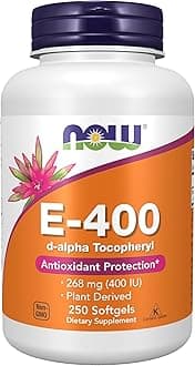 NOW Foods Supplements, Vitamin E-400 IU, D-Alpha Tocopheryl, Antioxidant Protection*, 250 Softgels