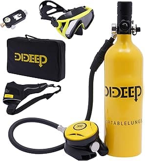 1L Lung Tank Mini Scuba Tank, Portable Scuba Tanks Diving Tanks Kits 15-20 Minutes Underwater Diving Gear w/Tank Gear Mirror, Inflation Adaptor, Mini Carrying Bag