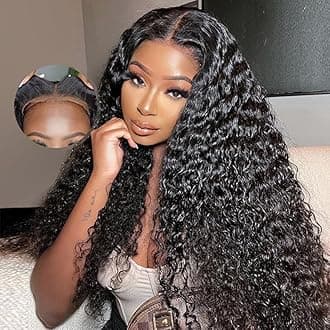 Wear And Go Glueless Wigs Human Hair Pre Plucked Pre Cut Deep Wave Lace Front Wigs Human Hair Wigs for Black Women 4x4 Closure Wigs Huaman Hair Glueless Wigs 150% Density Natural Black Color(26 Inch)