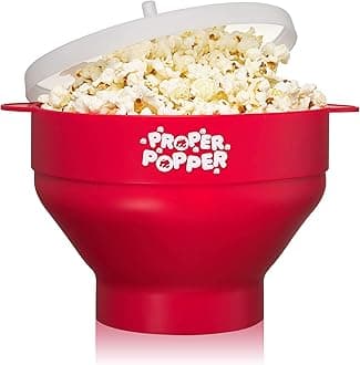 The Original Proper Popper Microwave Popcorn Popper, Silicone Popcorn Maker, Collapsible Bowl BPA Free & Dishwasher Safe - (Red)
