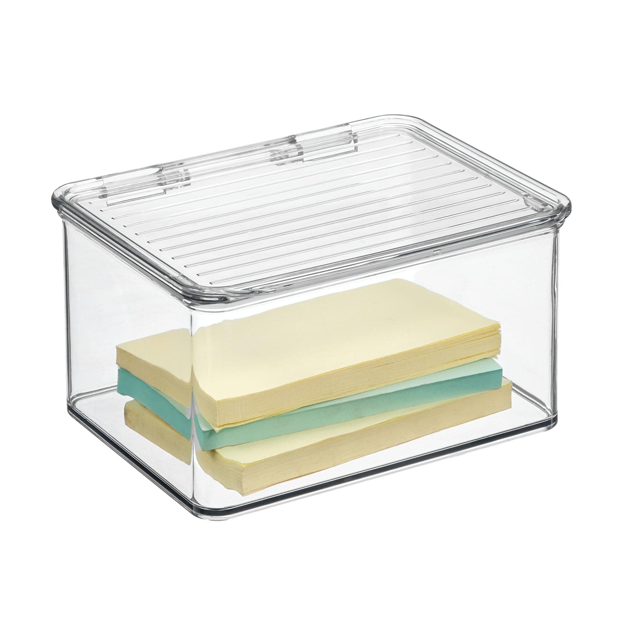 Idesign Kitchen Binz Bpa-Free Plastic Stackable Organizer Box With Lid - 6.75In X 5.75In 3.75In , Clear