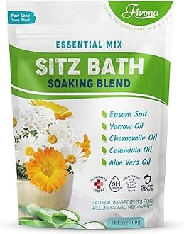 Hemorrhoid Treatment Sitz Bath Salt Natural Soaking Blend - Epsom Salt with Pure Essentials Oils for Fissure, Postpartum Care, Bartholin Cyst Treatment - Essential Mix for Self Care