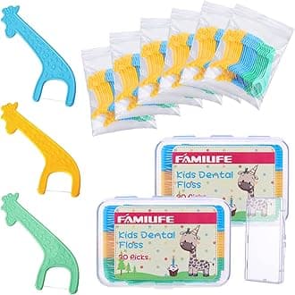 FAMILIFE Kid's Dental Floss Picks, Unflavored Tooth Pick Flossers Children with Portable Travel Cases Refills Pack, 204 Pcs