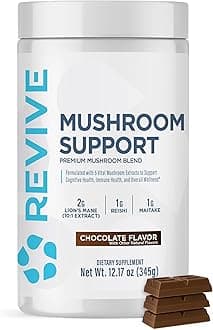 Revive MD Mushroom Powder, Chocolate - Mushroom Supplement Supports Focus, Cognitive, Immune & Brain Health with a Blend of Lion's Mane, Reishi, Chaga, Shiitake & Maitake - Gluten-Free (30 Servings)